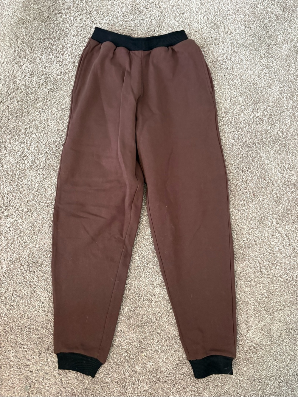 WeWoreWhat Brown Sweatpants with Black Waistband & Cuffs